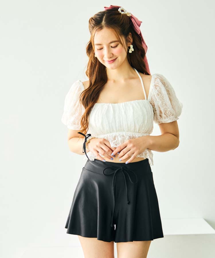 4F【San-ai resort northely】パフスリーブ3点セット水着♡